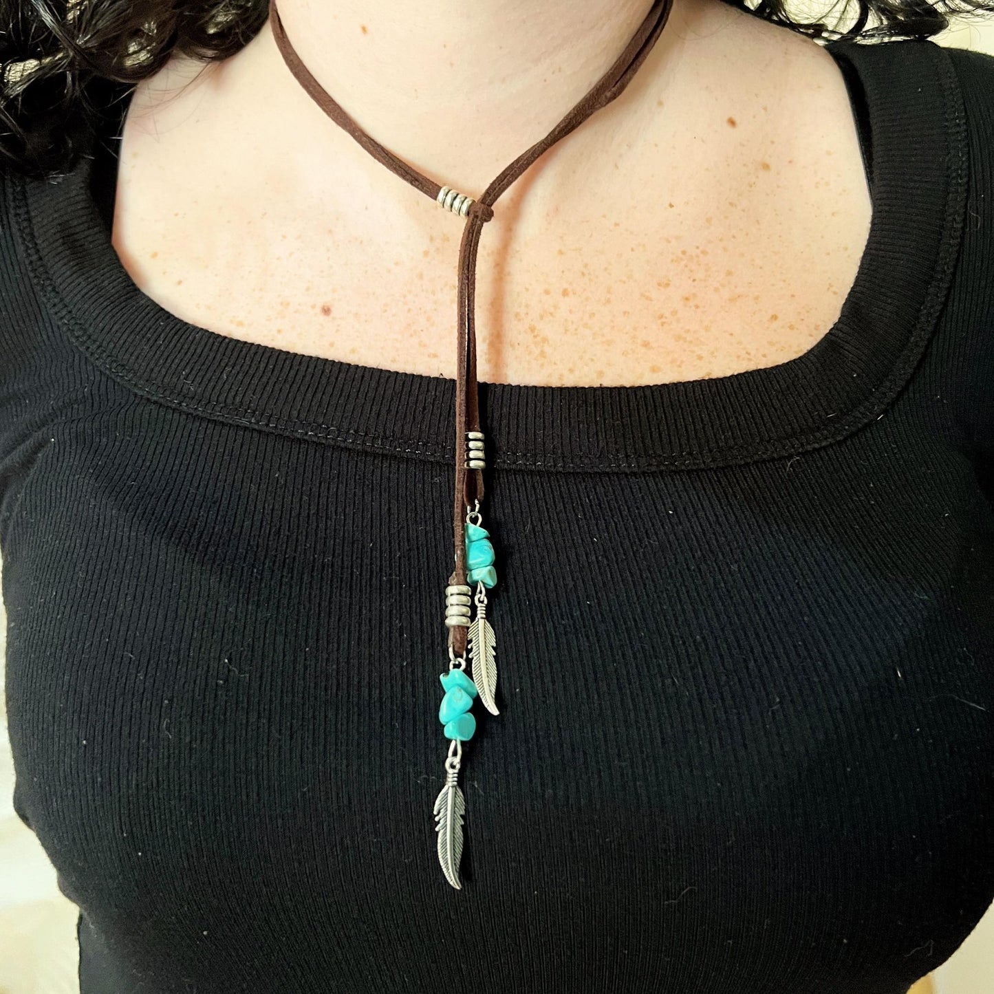 Turquoise Feather Choker