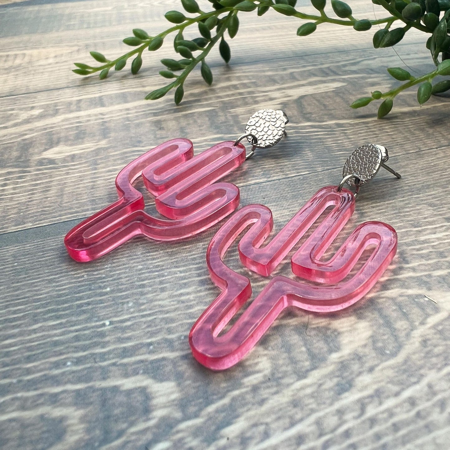 Acrylic Cactus Earrings