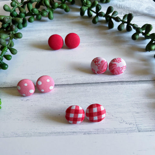 Pink 19mm Button Earrings