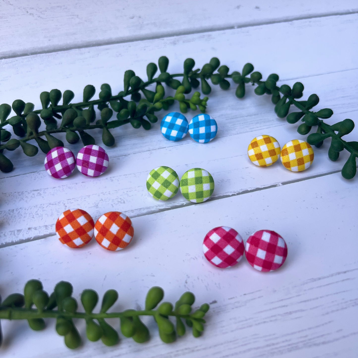 Gingham Buttons - Brights