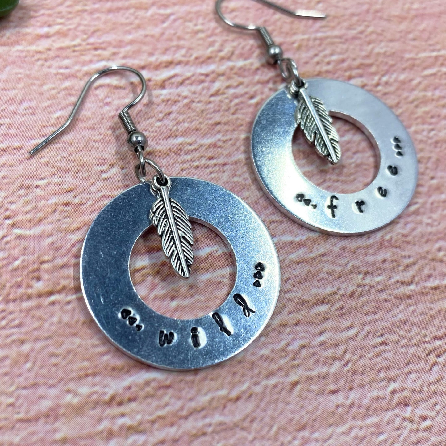 'Wild & Free' Hand-stamped Earrings