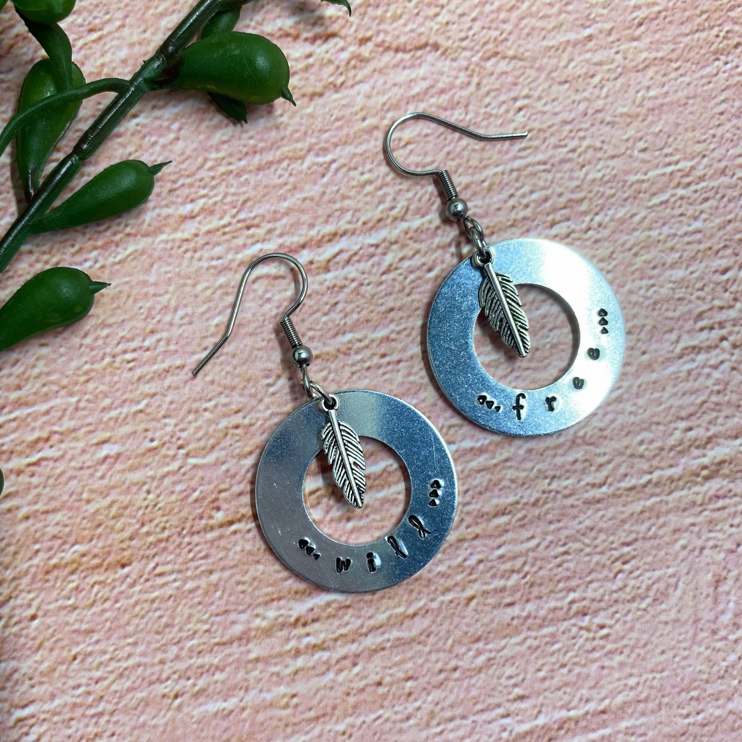 'Wild & Free' Hand-stamped Earrings