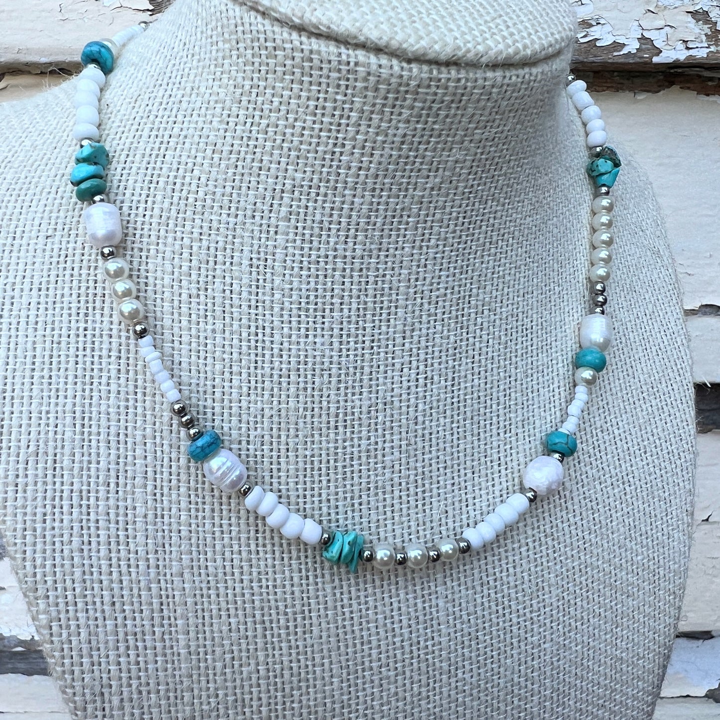 Luxe Pearl & Turquoise Choker