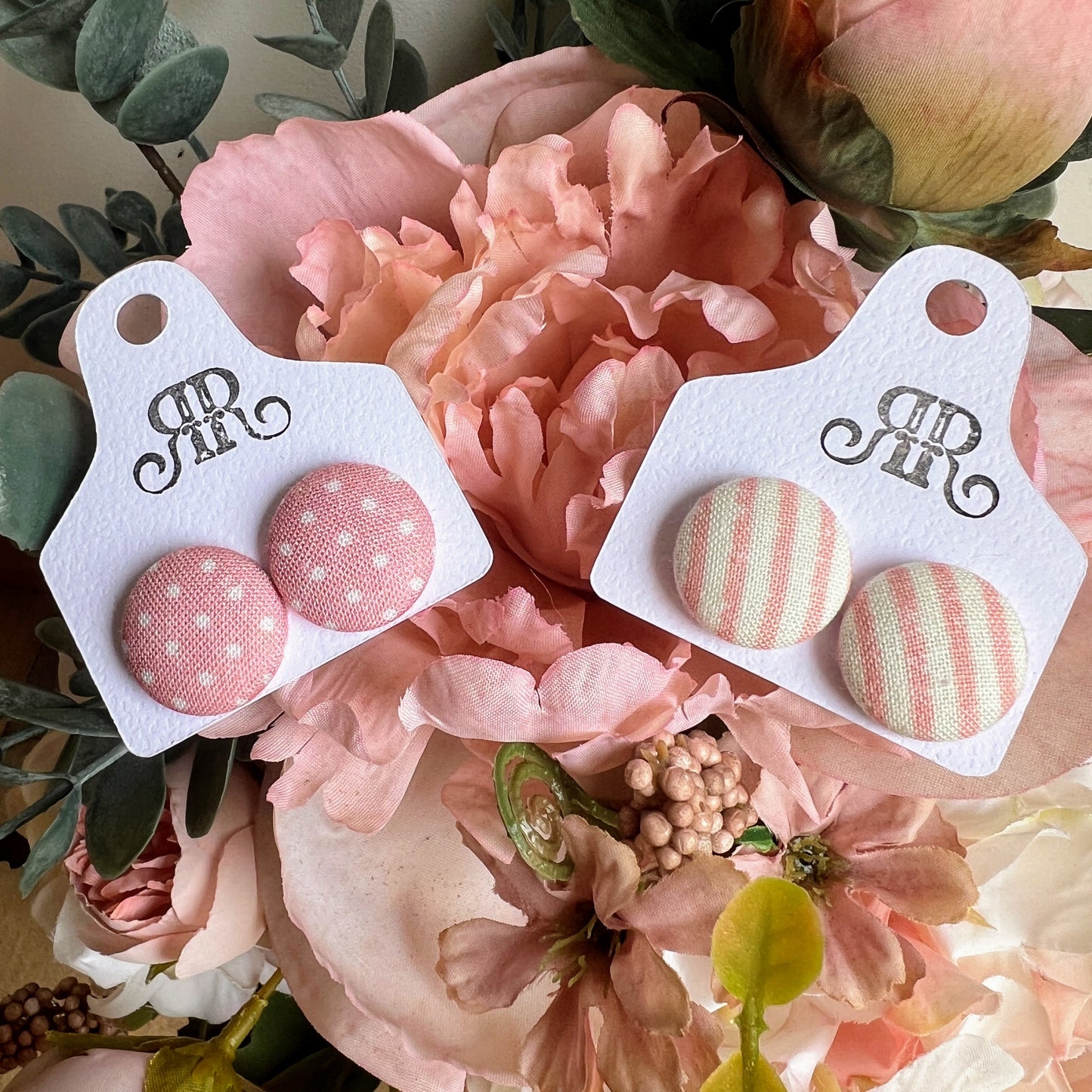 Dusty Pink Button Earrings