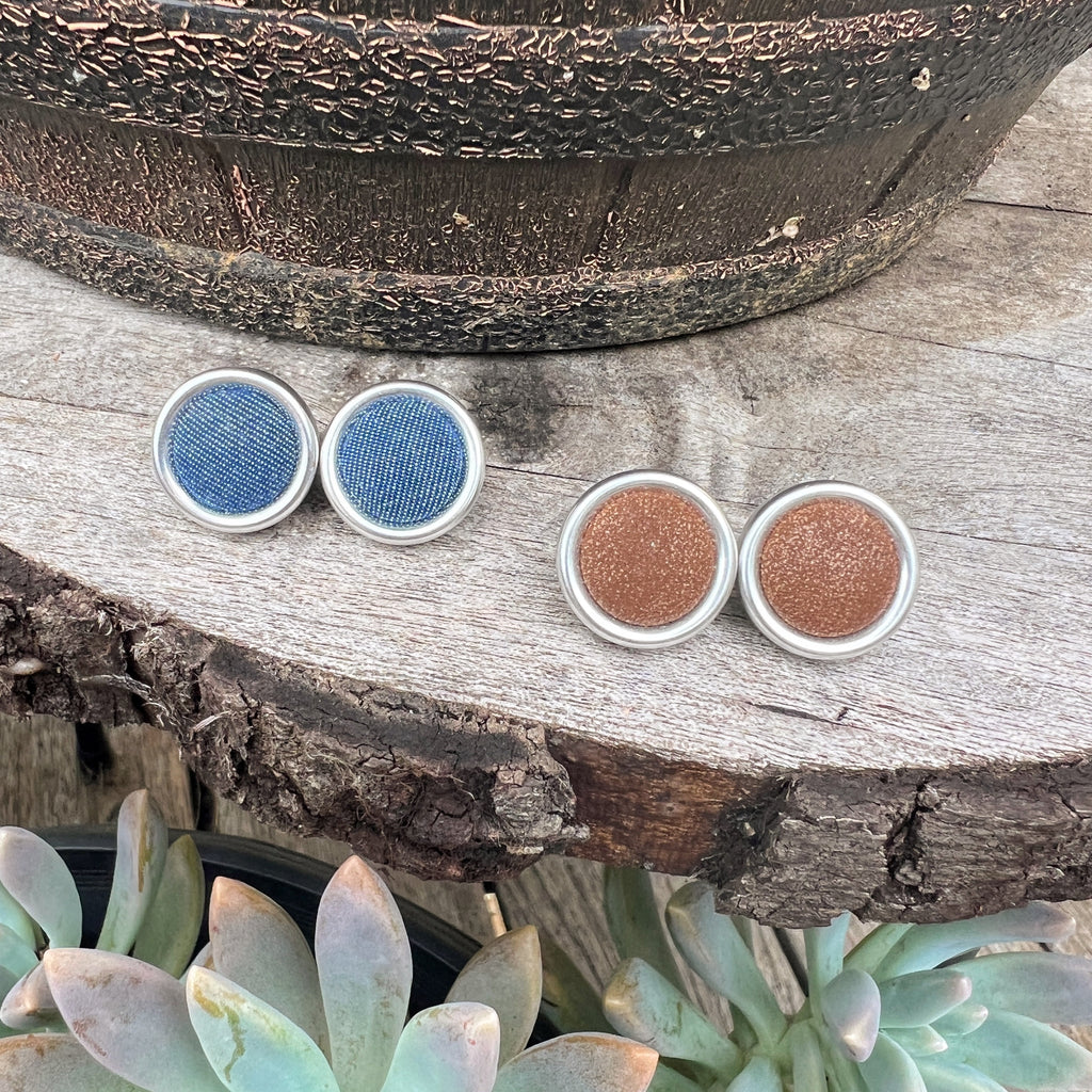 Denim & Dust Button Earrings