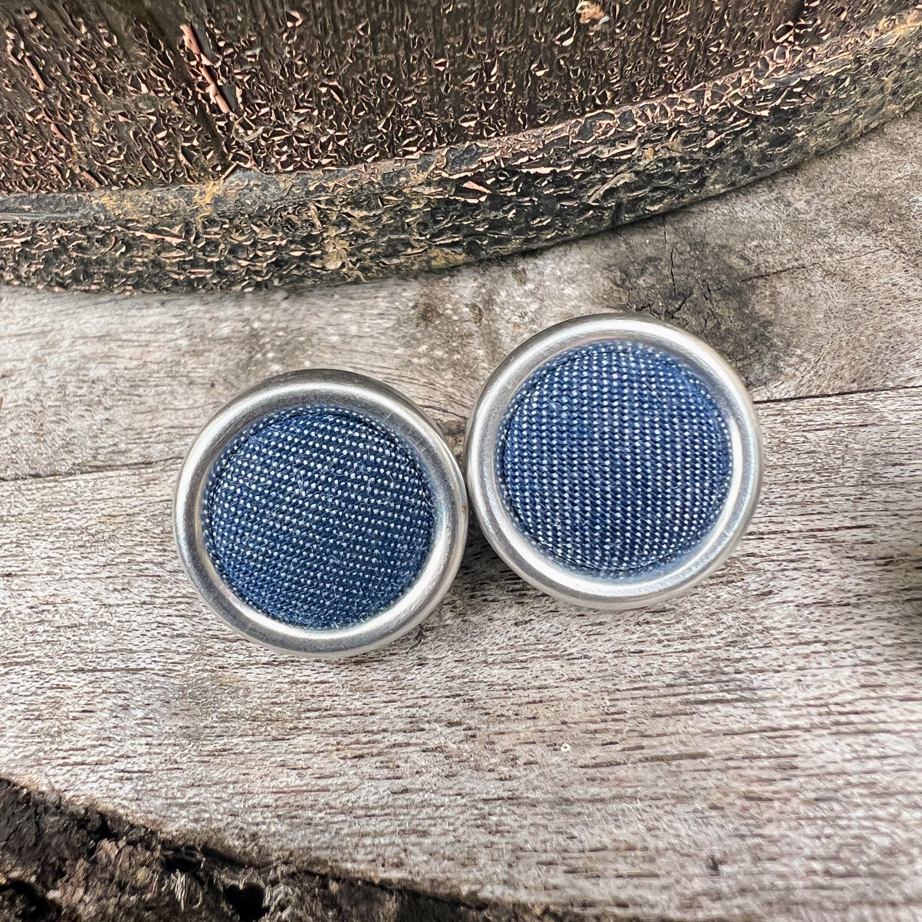 Denim & Dust Button Earrings