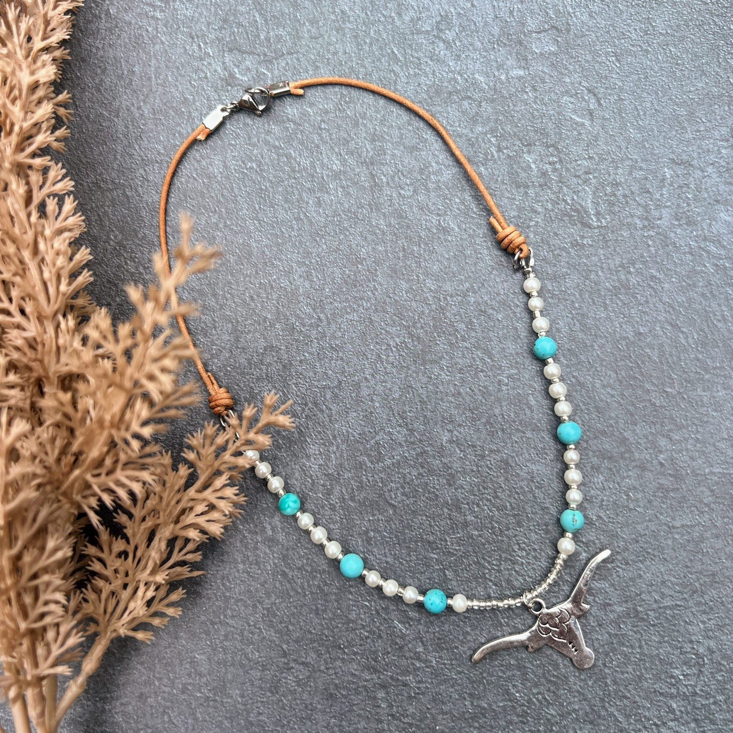 Pearl & Turquoise Longhorn Necklace