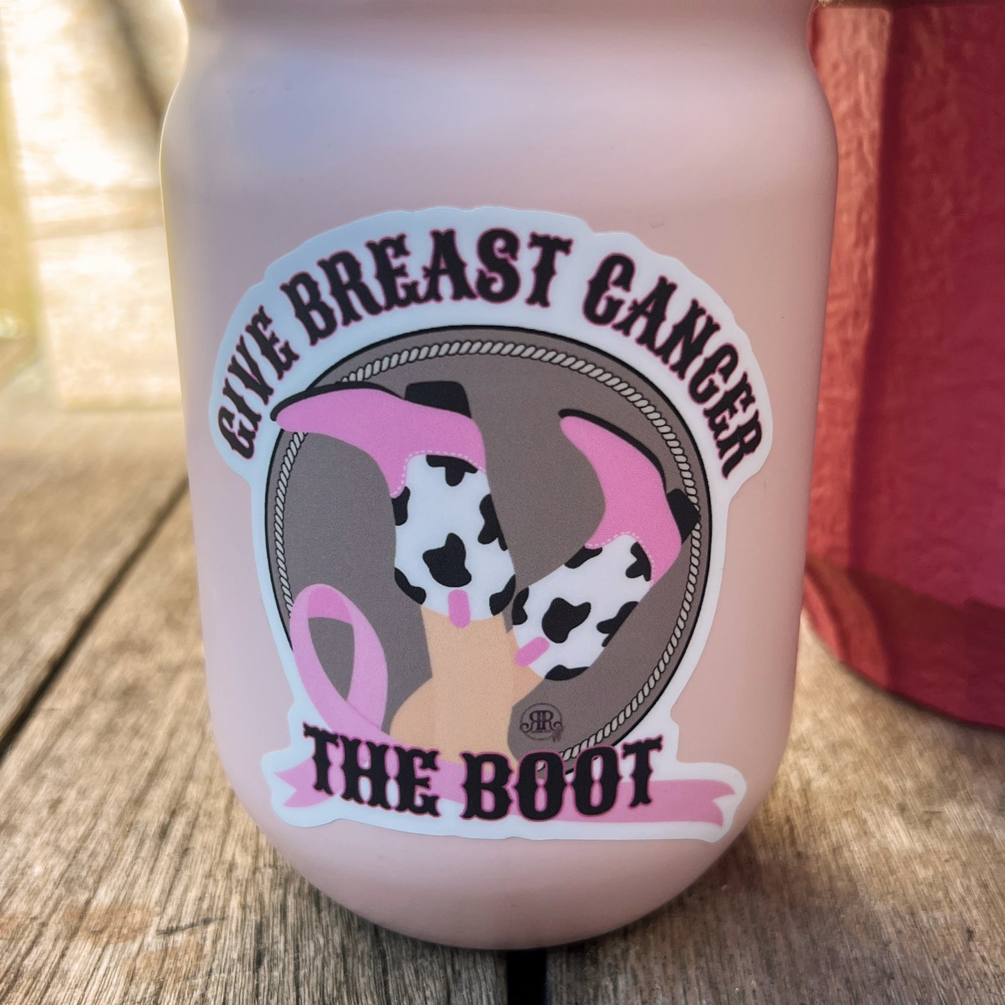 'GIVE BREAST CANCER THE BOOT' Sticker NBCF Support