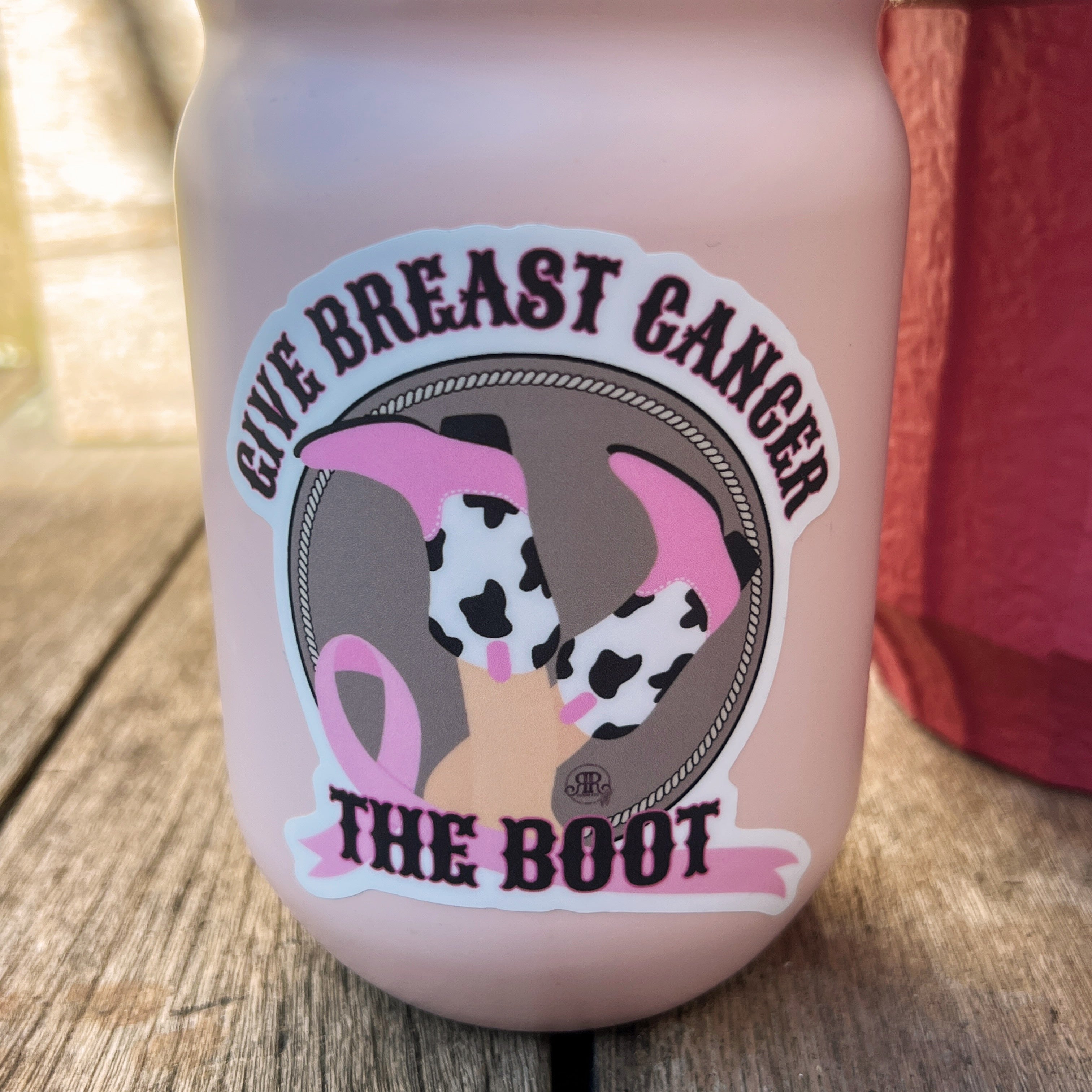 'GIVE BREAST CANCER THE BOOT' Sticker NBCF Support
