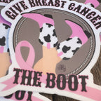 'GIVE BREAST CANCER THE BOOT' Sticker NBCF Support