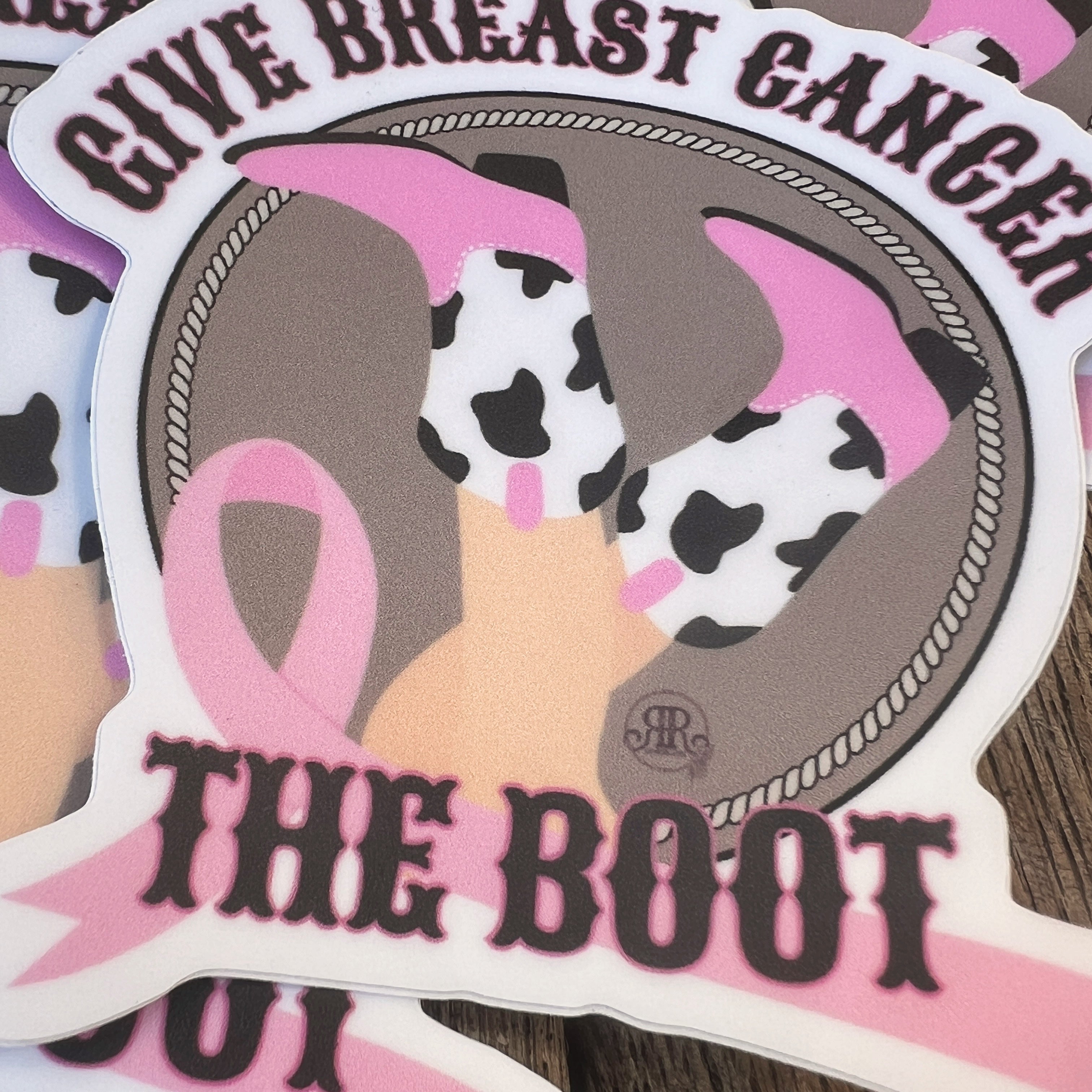 'GIVE BREAST CANCER THE BOOT' Sticker NBCF Support