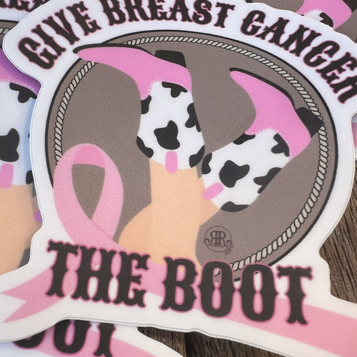 'GIVE BREAST CANCER THE BOOT' Sticker NBCF Support